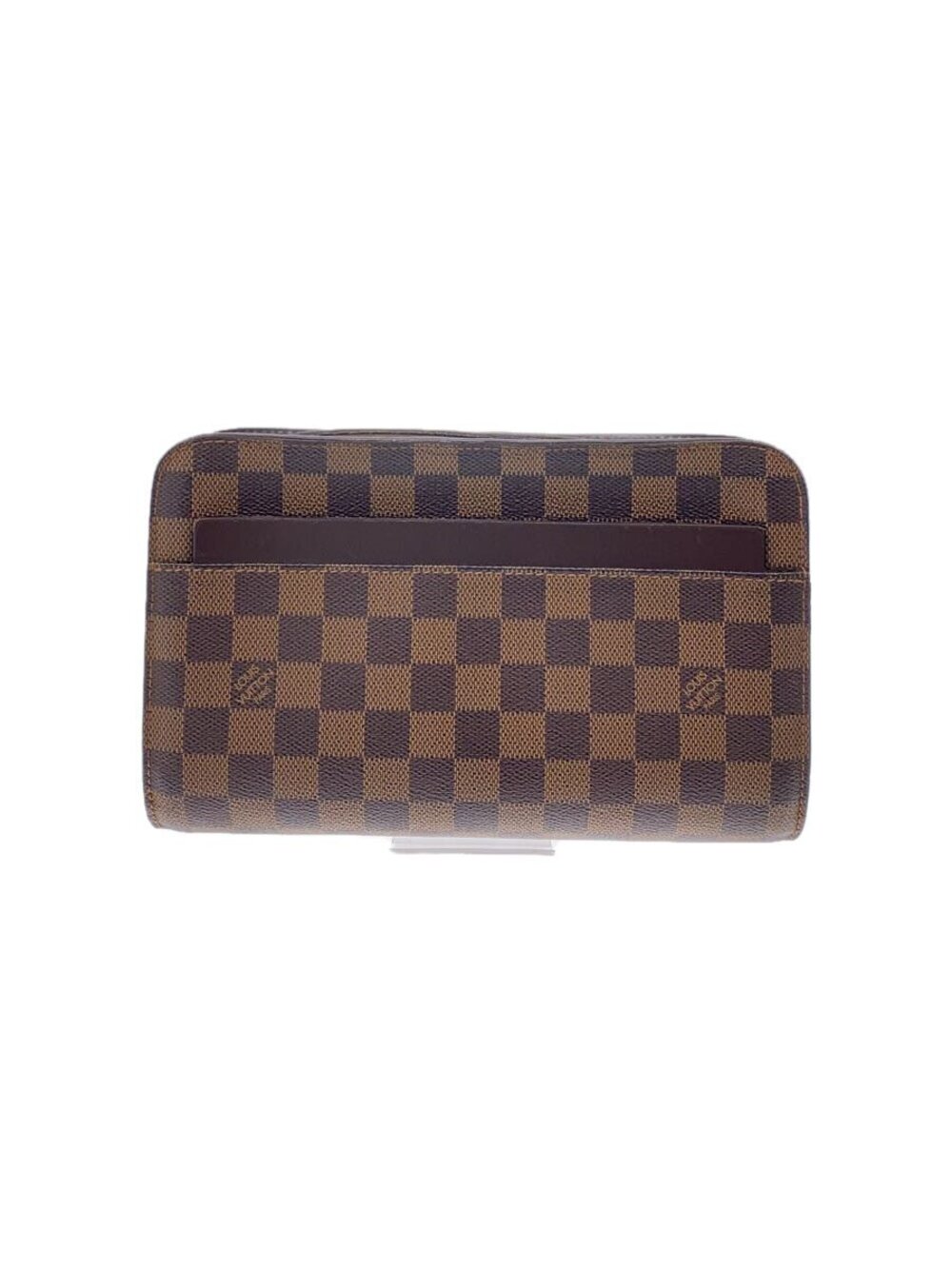 LOUIS VUITTON Saint Damier Ebene Brown Clutch Bag Brown Check LV